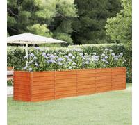 HaoChrymec Letto Rialzato da Giardino in Acciaio Corten, Cassone per Orto Rialzato con Design Antiruggine Naturale, Fioriera da Esterno per Piante e Ortaggi, 400 x 80 x 77 cm