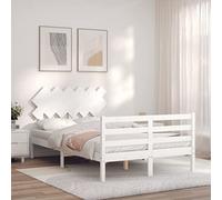 HaoChrymec Letto Singolo in Legno Massello, Testiera Bianca, Struttura Robusta con Doglie in Compensato, single bed, letto bambina, per Camera da Letto e Guest Room, Bianco, 120x200 cm