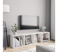 HaoChrymec Libreria Moderna, Mobile TV con 4 Ripiani in Legno Bianco, Design Multifunzione per Soggiorno o Camera, 143 x 30 x 36 cm