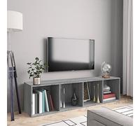 HaoChrymec Libreria Moderna, Mobile TV con 4 Ripiani in Legno Grigio Sonoma, Design Multifunzionale per Soggiorno o Camera, 143 x 30 x 36 cm