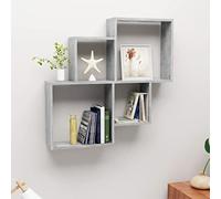 HaoChrymec Mensola a Cubo Moderna, Scaffale da Parete in Legno Composito Grigio Cemento, Design Modulare con Scomparti Aperti, per Soggiorno o Camera, 80 x 15 x 78.5 cm