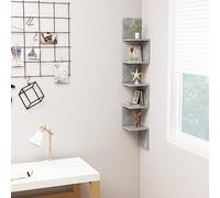 HaoChrymec Mensola Angolare Moderna, Scaffale da Parete in Legno Composito Grigio Cemento, Design Sottile per Soggiorno o Camera, 20 x 20 x 127.5 cm