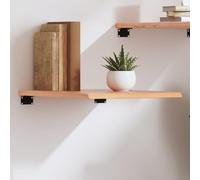 HaoChrymec Mensola da Parete in Rovere Massello, Ripiano Rustico Verniciato per Soggiorno o Bagno, Design Naturale con Bordo Grezzo, Marrone Chiaro, 40 x 60 x 2 cm