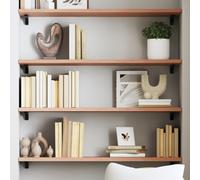 HaoChrymec Mensola da Parete in Rovere Massello, Ripiano Rustico Verniciato per Soggiorno o Camera, Design Naturale con Bordo Grezzo, Marrone Chiaro, 80 x 30 x 2 cm