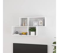 HaoChrymec Mensola da Parete Moderna, Scaffale a Cubo in Legno Bianco Lucido, Design Minimalista con Montaggio Invisibile per Soggiorno o Camera, 100 x 18 x 53 cm