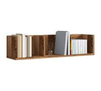 HaoChrymec Mensola per CD, Scaffale a Parete in Legno Ingegnerizzato con Effetto Recuperato, 3 Scomparti per DVD e Libri, Design Rustico Moderno, 75 x 18 x 18 cm