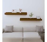 HaoChrymec Mensole da Parete 2 Pezzi, Scaffali in Legno Massello di Pino, Design Rustico con Venature Naturali, Mensole Sospese per Soggiorno o Camera, 80 x 12 x 9 cm