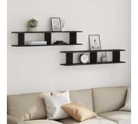 HaoChrymec Mensole da Parete 2 Pezzi, Scaffali Sospesi in Legno Composito con Effetto Rovere Nero, Design Moderno per Soggiorno o Camera, 105 x 18 x 20 cm