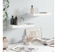 HaoChrymec Mensole Moderne 2 Pezzi, Scaffali a Scomparsa in MDF e Metallo, Design Minimalista con Montaggio Invisibile, Bianco Lucido per Parete, 40 x 23 x 3.8 cm