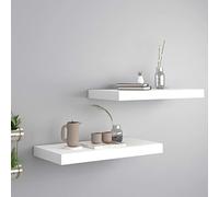 HaoChrymec Mensole Moderne 2 Pezzi, Scaffali Sospesi in MDF con Montaggio Invisibile, Design Minimalista per Soggiorno o Camera, Bianco, 50 x 23 x 3.8 cm