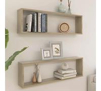 HaoChrymec Mensole Modulari 2 Pezzi, Scaffali a Cubo in Legno Rovere Sonoma, Design Moderno per Libri e Decorazioni, 100 x 15 x 30 cm
