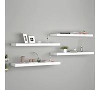 HaoChrymec Mensole Sospese 4 Pezzi, Scaffali a Parete in MDF con Struttura Metallica, Design Moderno e Montaggio Invisibile per Soggiorno o Camera, Bianco, 80 x 23.5 x 3.8 cm