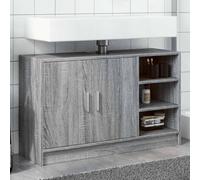 HaoChrymec Mobile Base Lavabo Grigio Sonoma in Legno, Design Salvaspazio con Due Ante e Tre Scomparti Aperti, Mobiletto Sotto Lavabo Bagno, Armadietto da Bagno Multiuso, 90x29x55 cm