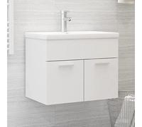 HaoChrymec Mobile Base Lavabo in Legno Composito con Lavabo Integrato, Design Salvaspazio con Vano e 2 Ante, Mobiletto Sotto Lavabos Bagno e Armadietto Da Bagnos, Bianco, 60x38.5x46 cm