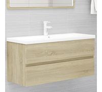 HaoChrymec Mobile Lavabo a Colonna in Legno Composito, con Cassetto e Piano Per Lavabos, Design Moderno e Salvaspazio, Mobiletto Sotto Lavabos Bagno Multiuso, Rovere Sonoma, 100x38.5x45 cm