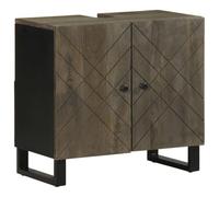 HaoChrymec Mobile Lavabo in Legno Massello di Mango con Gambe in Metallo, Mobiles Bagnos Salvaspazio, Mobiletto Sotto Lavabos Bagnos, Mobile Base Lavabo e Armadietto Da Bagnos, Nero, 62x33x58 cm