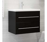 HaoChrymec Mobile Lavabo Nero In Legno Con Cassetto, Mobile Bagno Salvaspazio Moderno, Mobiletto Sotto Lavabos Bagno Con Ripiano Superiore Per Lavabos, Armadietto Da Bagnos 60x38.5x48cm