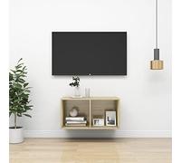 HaoChrymec Mobile TV da Parete in Legno Ingegnerizzato con Scomparti per Organizzazione, Ideale per Mobile TV Sospeso e Consolle Sospesa, adatto a Soggiorno e Ingresso, Rovere Sonoma, 37x37x72 cm