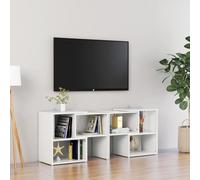 HaoChrymec Mobile TV in Legno Ingegnerizzato con Struttura Modulabile, Ripiani Aperti per Soggiorno e Camera, Ideale per Mobile TV e Armadietto per TV, Colore Bianco Lucido, 104x30x52 cm