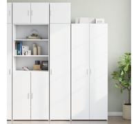 HaoChrymec Mobiletto Alto Stretto, Armadio Dispensa Bianco in Legno Ingegnerizzato con 6 Scomparti e 2 Cassetti, Design Salvaspazio per Cucina, Bagno o Soggiorno, Mobiletto Bianco, 40 x 42.5 x 225 cm