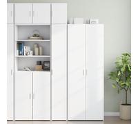 HaoChrymec Mobiletto Alto Stretto Bianco in Legno Ingegnerizzato con 8 Scomparti, Anta Regolabile, Mobiletto Bagno Salvaspazio, Mobile Cucina o Armadio Dispensa per Interni, 30x42.5x225 cm