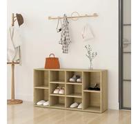 HaoChrymec Panca Portascarpe in Legno Composito, Scarpiera Armadio con 10 Scomparti, Porta Scarpe Adatta per Ingresso e Camera, Colore Rovere Sonoma, 103 x 30 x 55 cm