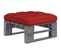 HaoChrymec Pouf da Esterno in Legno di Pino Impregnato, Sgabello Basso con Cuscino, Pouf Poggiapiedi Multifunzione per Giardino Balcone o Patio, Grigio e Rosso, 60 x 60 x 25 cm