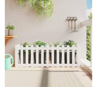 HaoChrymec Recinzione Giardino Esterno, Staccionata in Legno di Pino Massiccio, Design Bianco Rustico, Separe da Esterno per Aiuole e Piante, 150 x 50 x 50 cm