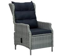 HaoChrymec Sedia da Giardino Regolabile, in Polyrattan Grigio con Cuscini, Meccanismo Reclinabile, Sedie da Esterno, Sedia Spiaggia, per Giardino e Campeggio, Colore Grigio Chiaro, 57 x 88 x 100 cm