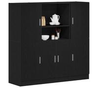 HaoChrymec Set 3 Mobili Cucina Moderni in Legno Composito Nero, con Ante e Scomparti Aperti, Soluzione Archiviazione per Cucina o Sala da Pranzo, 133 x 41.5 x 131.5 cm