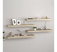 HaoChrymec Set 4 Mensole Moderne Sospese, Scaffali Parete in MDF Effetto Rovere con Montaggio Invisibile, Design Minimalista per Soggiorno o Camera, 80 x 23.5 x 3.8 cm