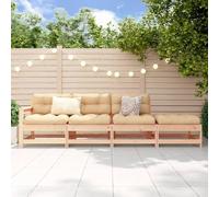 HaoChrymec Set da Giardino 4 Pezzi in Pino Massello, Divanetto e Sedie da Esterno con Design Modulare, Salottino da Giardino per Patio e Balcone, 110kg per Posto