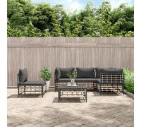 HaoChrymec Set da Giardino 6 Pezzi con Cuscini, in Polyrattan e Acciaio, Design Modulare, Sedie da Esterno, Poltroncine da Esterno, per Giardino e Terrazzo, Colore Antracite