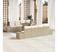 HaoChrymec Set da giardino modulare, polyrattan, beige e crema, 8 posti | 3 divani angolari e 2 laterali, tavolo regolabile, vetro di sicurezza, montaggio richiesto