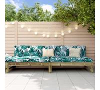 HaoChrymec Set di 2 Divani da Giardino Centrali, Legno di Pino Impregnato in Autoclave, Design Modulare per Salottino Esterno, Sedie da Esterno per Giardino e Balcone, 120x84x70 cm