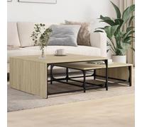 HaoChrymec Set di 2 Tavolini Impilabili, in Legno Rovere e Metallo, Design Multifunzionale per Piccoli Spazi, Soggiorno o Sala da Pranzo, 81.5 x 80 x 36 cm