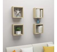 HaoChrymec Set di 4 Mensole Modulari Cubo, Scaffali da Parete in Legno Rovere Sonoma, Design Moderno per Soggiorno e Camera, 30 x 15 x 30 cm