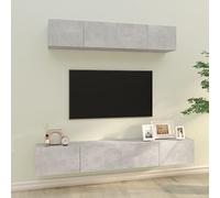 HaoChrymec Set di 4 Mobili TV in Legno con Design Moderno e Spazio Contenitivo, Perfetto come Armadietto per TV o Madia Soggiorno Moderna, Grigio Cemento, 2x80x30x30 cm e 2x100x30x30 cm