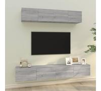 HaoChrymec Set di 4 Mobili TV in Legno con Design Moderno e Spazio Contenitivo, Perfetto come Armadietto per TV o Madia Soggiorno Moderna, Grigio Sonoma, 2x80x30x30 cm e 2x100x30x30 cm