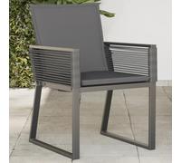 HaoChrymec Set di 4 Sedie da Giardino con Cuscini, in Polyrattan Nero e Acciaio, Design Comfortevole, Sedia Spiaggia, Sedie da Esterno, per Giardino e Camping, Colore Nero, 53 x 59 x 79 cm