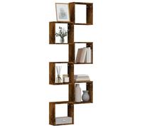 HaoChrymec Set di 6 Mensole Modulari Cubo, Scaffali Parete in Legno Rovere Affumicato, Design Moderno per Soggiorno o Camera, 30 x 15 x 30 cm