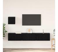 HaoChrymec Set di Mobili TV 4 Pezzi Effetto Rovere Nero con Design Salvaspazio e Stile Moderno, Ideale per Mobili Soggiorno e Credenza Soggiorno, adatto a Salotto e Camera, 60x30x30 cm
