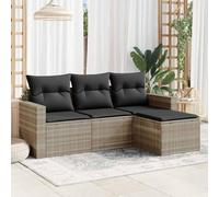 HaoChrymec Set Divani da Giardino 4 Pezzi con Cuscini, Polyrattan Grigio Chiaro, Salotto Esterno Modulare, Divanetto da Esterno con Contenitore, per Giardino e Balcone, 110kg per Posto