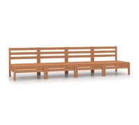 HaoChrymec Set Divano da Giardino 4 Pezzi, Legno Pino Massello Color Miele, Salottino Esterno Modulare, Sedie da Esterno e Divanetto per Giardino o Balcone, 63.5 x 63.5 x 62.5 cm