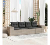 HaoChrymec Set Divano Giardino 4 Pezzi con Cuscini, Polyrattan Grigio Chiaro, Salotto Esterno Modulare, Divanetto da Esterno e Salottino Balcone, Resistente a Raggi UV, 110kg per Posto