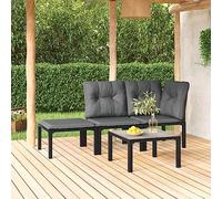 HaoChrymec Set Giardino 4 Pezzi, Polyrattan Nero e Grigio con Cuscini, Divanetto Esterno e Salottino da Giardino, Resistente alle Intemperie, per Terrazza Balcone, 110kg Capacità