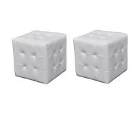 HaoChrymec Sgabello Cubo Moderno, in Pelle Sintetica Bianca, 2 Pezzi, Multifunzione come Poggiapiedi o Seduta, Design Compatto, 30 x 30 x 30 cm