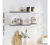 HaoChrymec Staffette per Mensole 4 Pezzi, Supporti Ripiano in Acciaio Inox, Design Moderno con Fori Preforati, Ideali per Librerie e Cucina, Argento, 40 x 2.5 x 25 cm