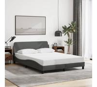 HaoChrymec Struttura Letto con Testiera, Tessuto Grigio Scuro, Design Onde, Base con Doglie, rete letto, letto matrimoniale, per Camera da Letto Principale e Ospiti, Grigio Scuro, 140x200 cm
