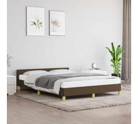 HaoChrymec Struttura Letto con Testiera, Tessuto Marrone Scuro, Base con Doglie, Divano Letto, Letto Matrimoniale, per Camera da Letto e Ospiti, Marrone Scuro, 140x200 cm